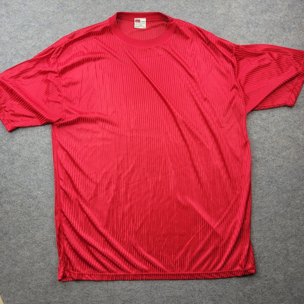 Union Bay Men 2XL Red Shadow Stripe Short Sleeve Shirt Classic Edition Polyester